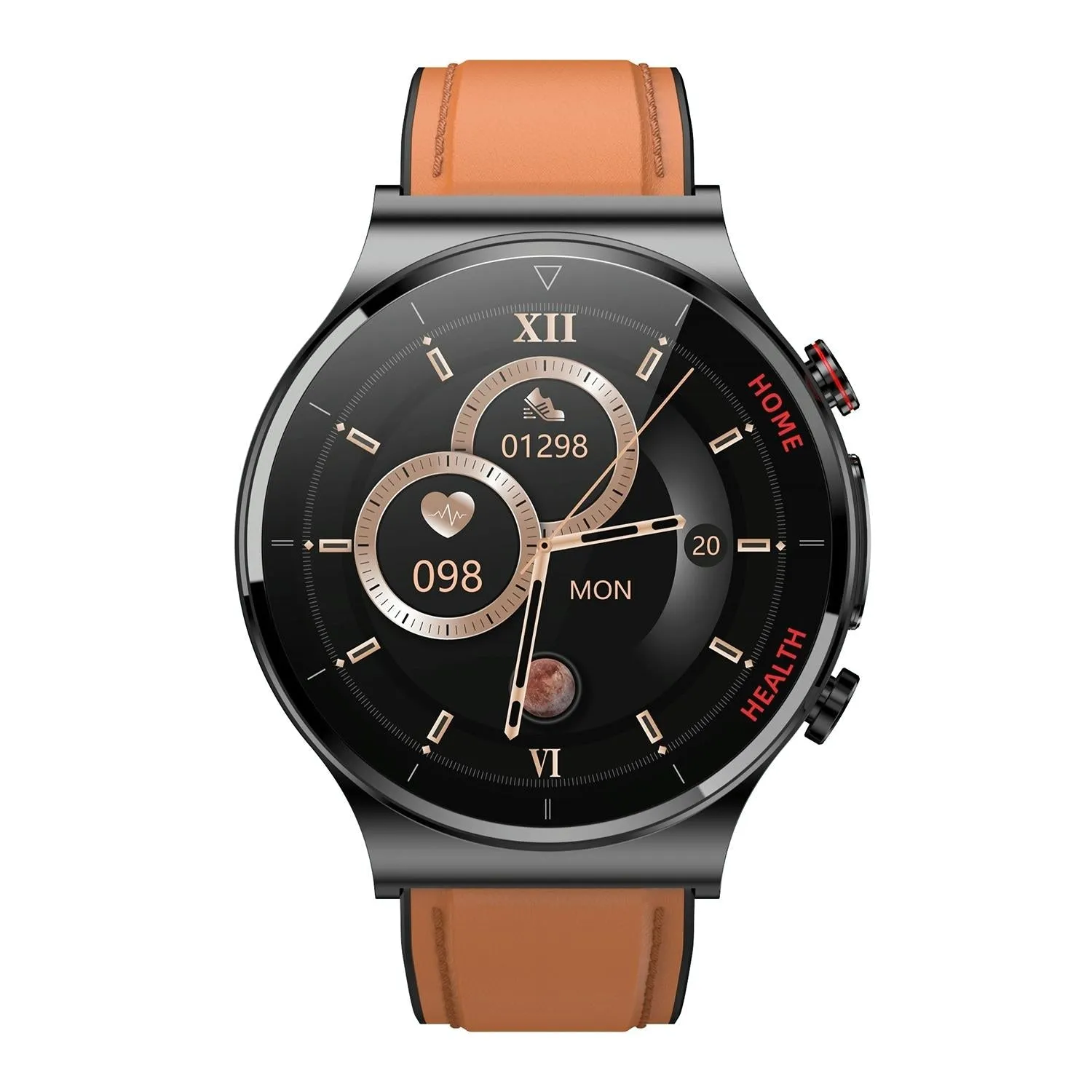 1.32 Inch Screen Leather Watch Strap Smart Health Watch Supports Body Temperature Monitoring Ecg Monitoring Blood Pressure
