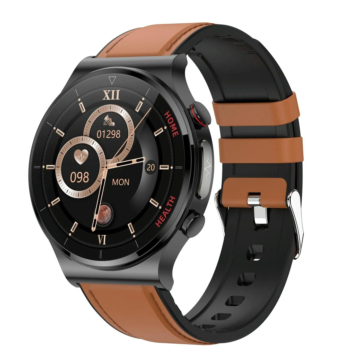 1.32 Inch Screen Leather Watch Strap Smart Health Watch Supports Body Temperature Monitoring Ecg Monitoring Blood Pressure