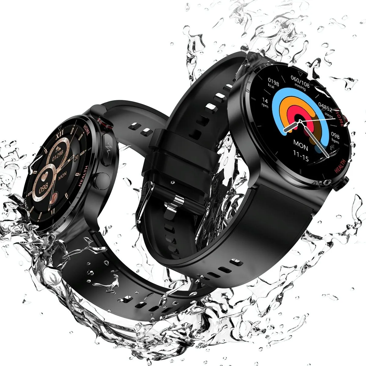 1.32 Inch Screen Leather Watch Strap Smart Health Watch Supports Body Temperature Monitoring Ecg Monitoring Blood Pressure