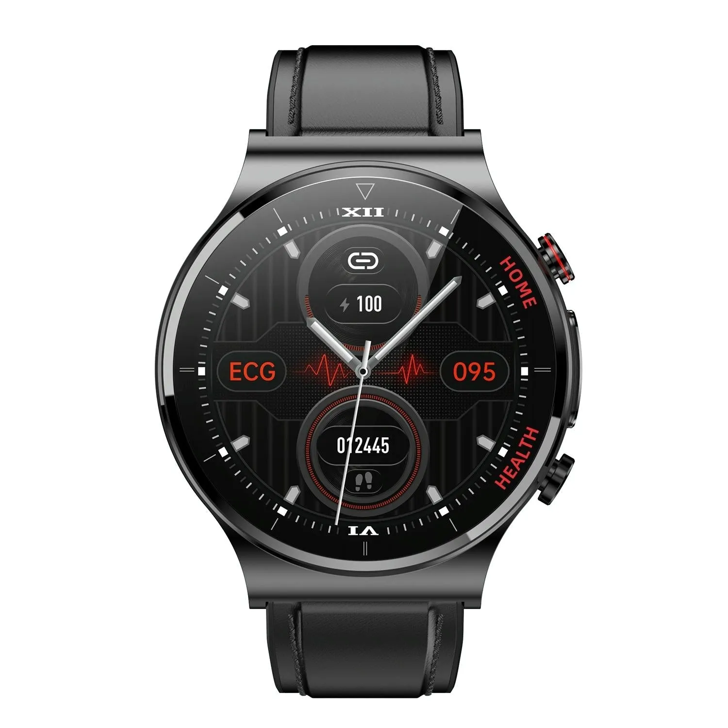 1.32 Inch Screen Leather Watch Strap Smart Health Watch Supports Body Temperature Monitoring Ecg Monitoring Blood Pressure