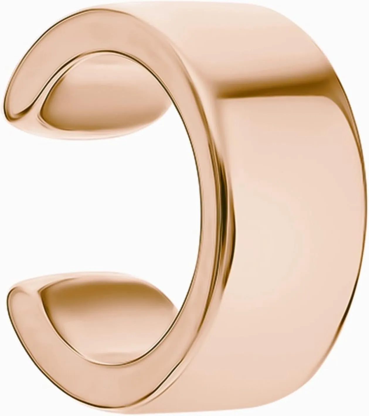 14k Rose Gold Flat Round Ear Cuffs, Flat Cuff Earring, No Piercing, Open Conch Wrap, Wide Single Ear Cuff, Gifts For Her.