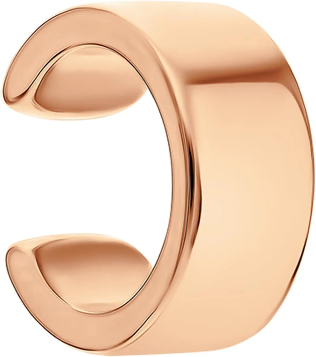 14k Rose Gold Flat Round Ear Cuffs, Flat Cuff Earring, No Piercing, Open Conch Wrap, Wide Single Ear Cuff, Gifts For Her.