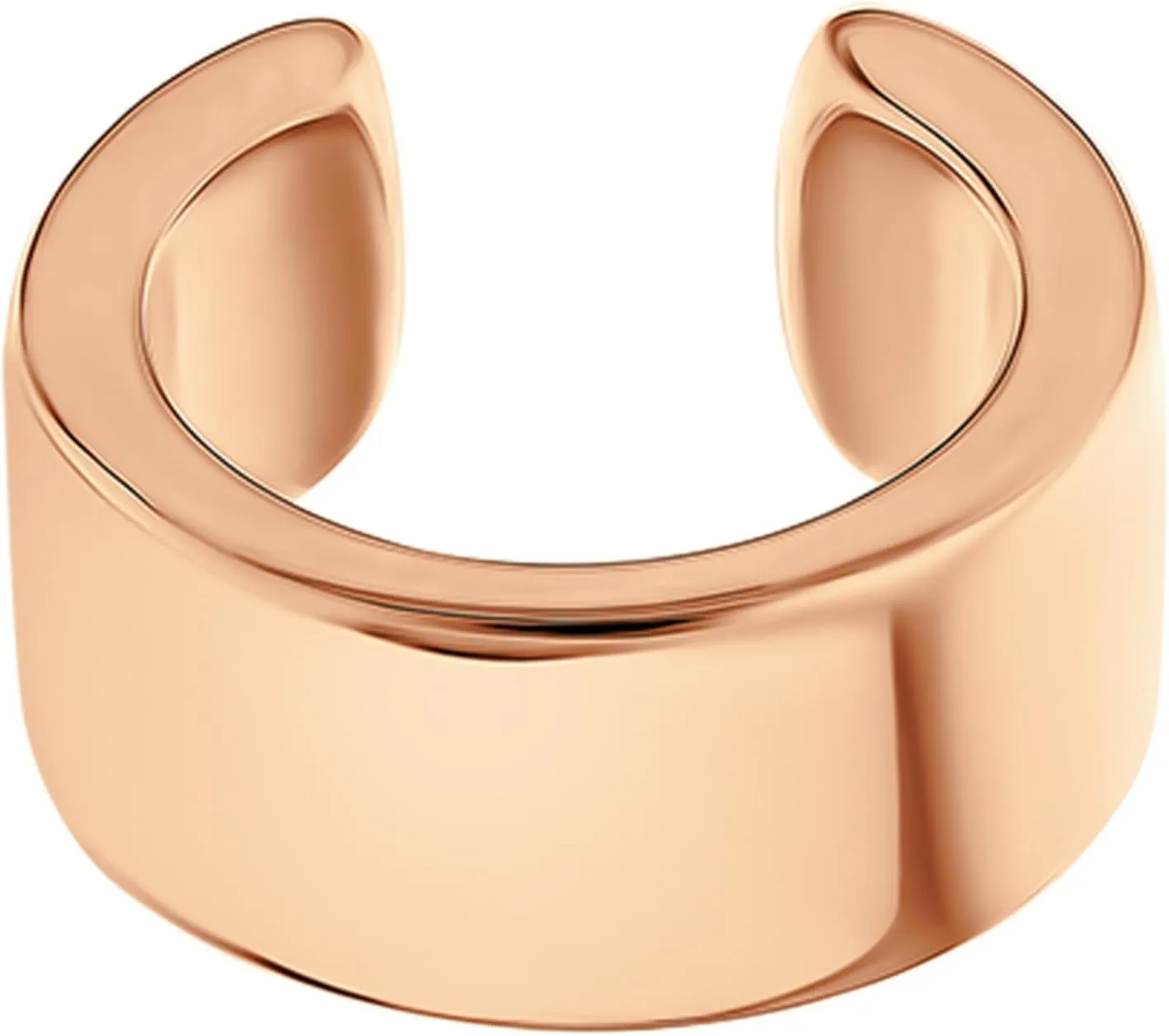 14k Rose Gold Flat Round Ear Cuffs, Flat Cuff Earring, No Piercing, Open Conch Wrap, Wide Single Ear Cuff, Gifts For Her.
