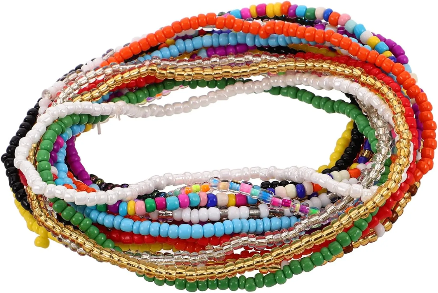 17Pcs Multicolor Beaded Anklet Set for Women Handmade Boho Style Elastic Bracelets Featuring Unique Glass Beads for Beach Parties and Casual Occasions