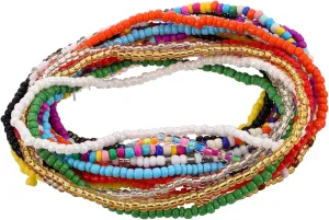 17Pcs Multicolor Beaded Anklet Set for Women Handmade Boho Style Elastic Bracelets Featuring Unique Glass Beads for Beach Parties and Casual Occasions