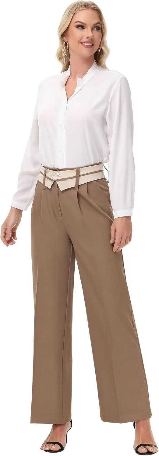 2025 Women Trendy Chic Breathable Casual Office Dress Pant with Removable Adjustable Waistband Belt