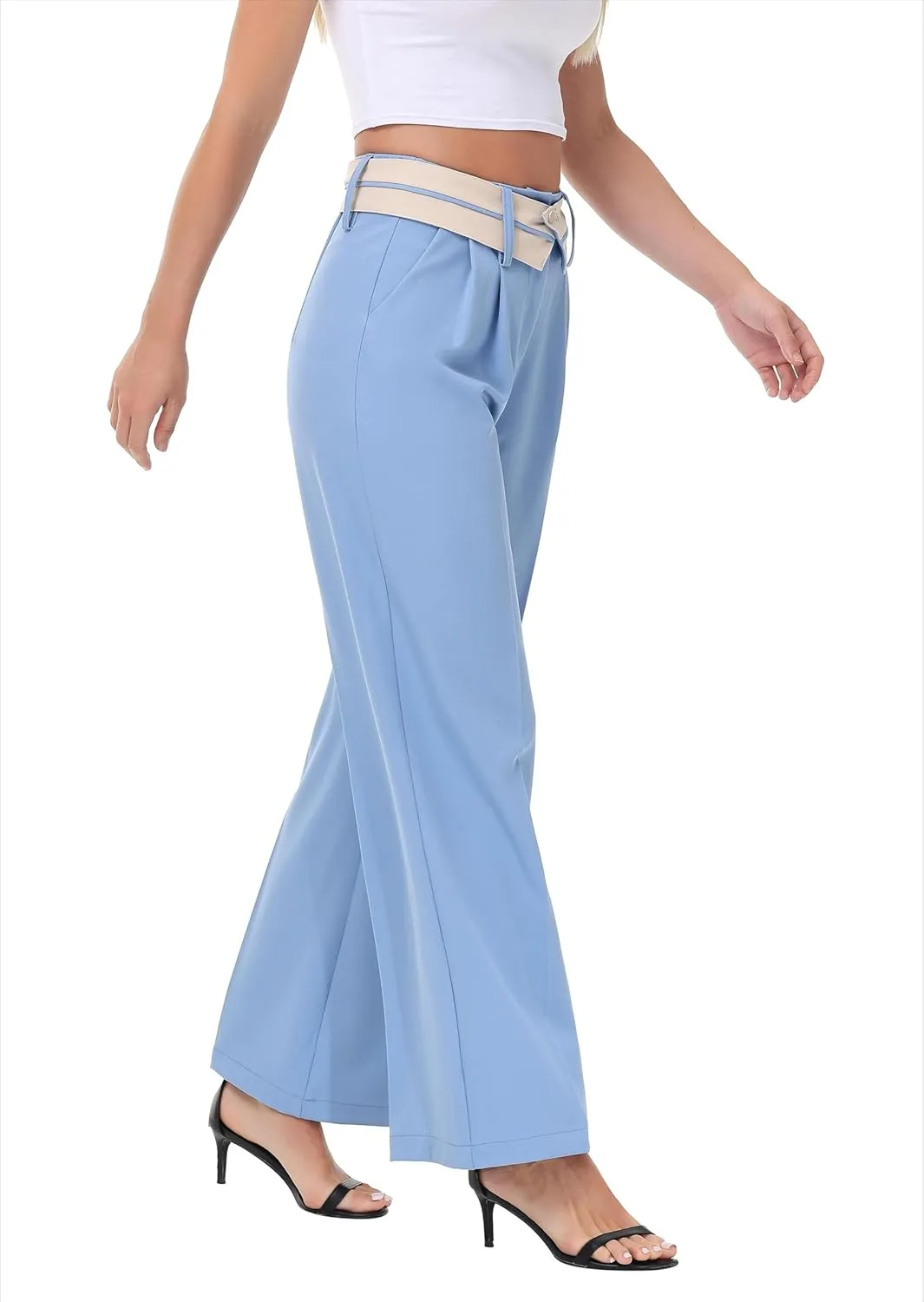 2025 Women Trendy Chic Breathable Casual Office Dress Pant with Removable Adjustable Waistband Belt