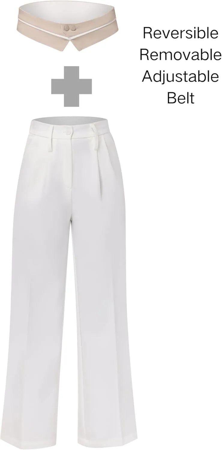 2025 Women Trendy Chic Breathable Casual Office Dress Pant with Removable Adjustable Waistband Belt