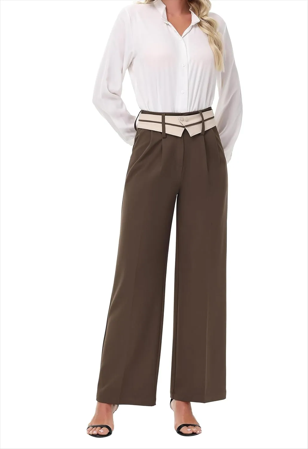 2025 Women Trendy Chic Breathable Casual Office Dress Pant with Removable Adjustable Waistband Belt