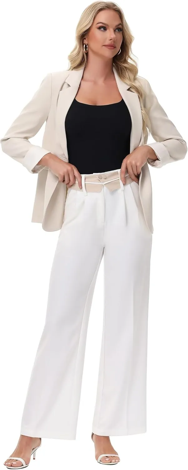 2025 Women Trendy Chic Breathable Casual Office Dress Pant with Removable Adjustable Waistband Belt