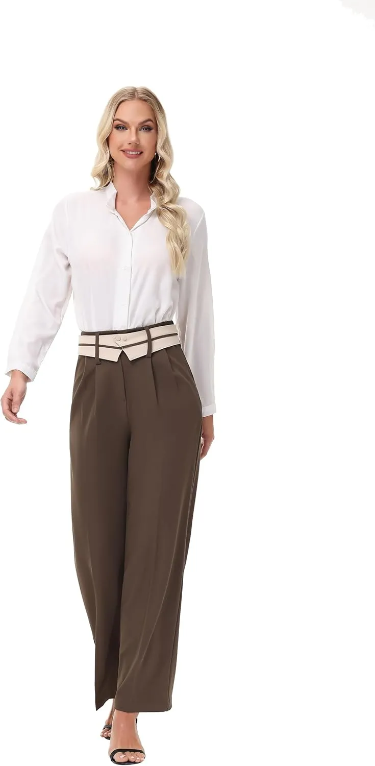 2025 Women Trendy Chic Breathable Casual Office Dress Pant with Removable Adjustable Waistband Belt