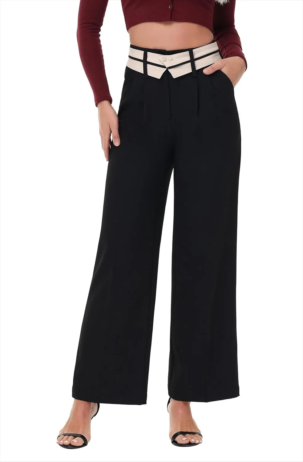 2025 Women Trendy Chic Breathable Casual Office Dress Pant with Removable Adjustable Waistband Belt