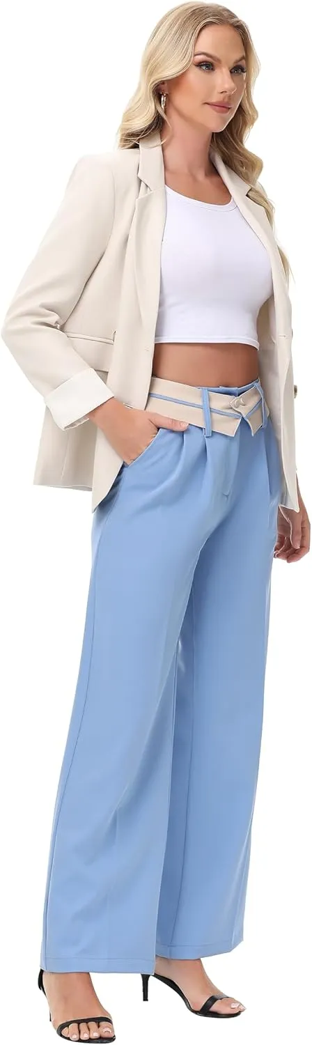 2025 Women Trendy Chic Breathable Casual Office Dress Pant with Removable Adjustable Waistband Belt