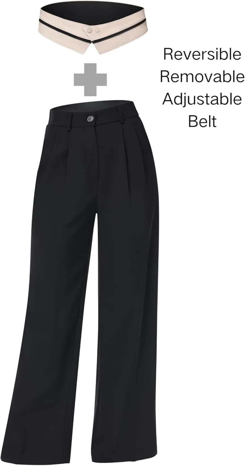 2025 Women Trendy Chic Breathable Casual Office Dress Pant with Removable Adjustable Waistband Belt