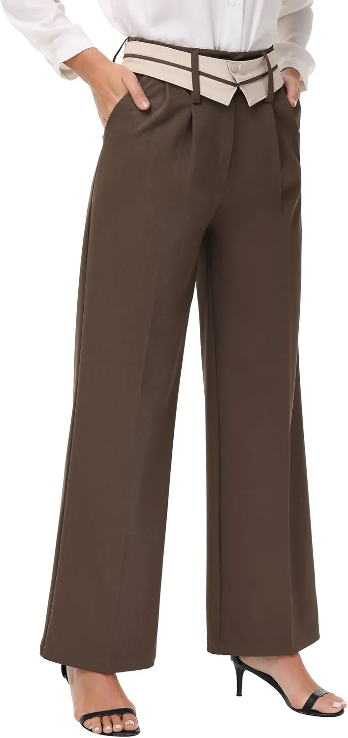 2025 Women Trendy Chic Breathable Casual Office Dress Pant with Removable Adjustable Waistband Belt