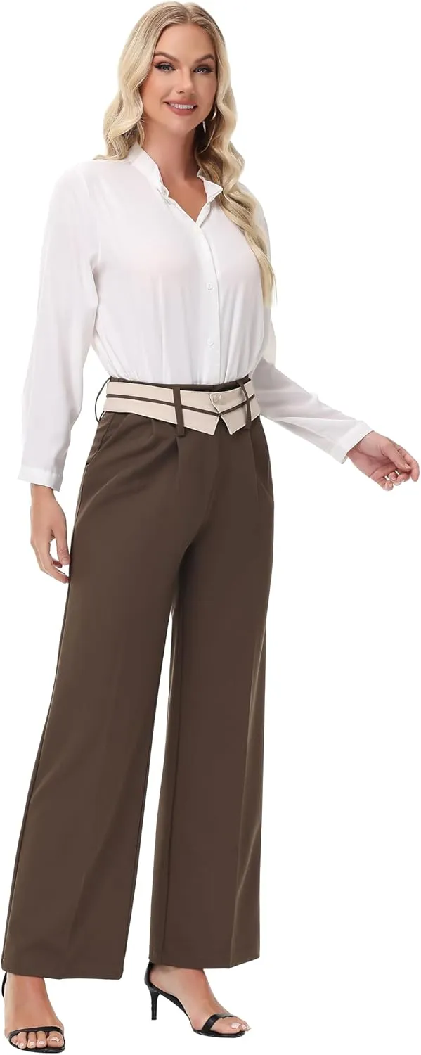 2025 Women Trendy Chic Breathable Casual Office Dress Pant with Removable Adjustable Waistband Belt