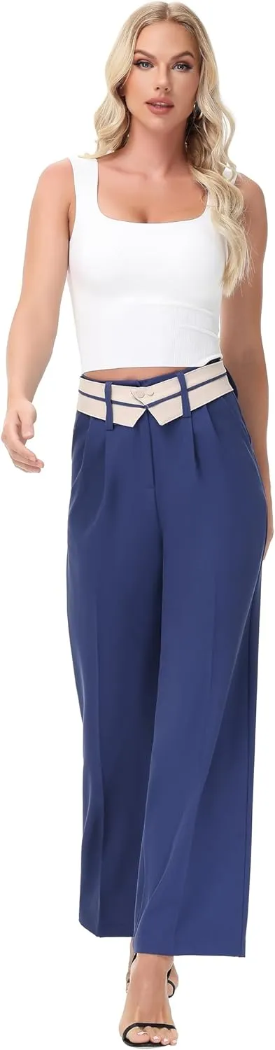 2025 Women Trendy Chic Breathable Casual Office Dress Pant with Removable Adjustable Waistband Belt