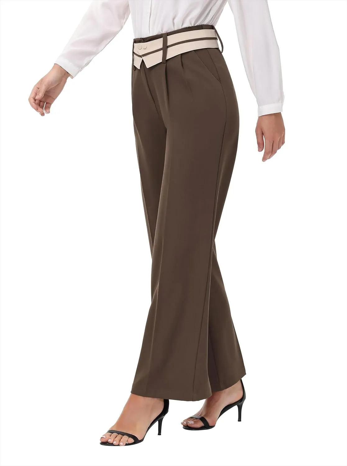 2025 Women Trendy Chic Breathable Casual Office Dress Pant with Removable Adjustable Waistband Belt