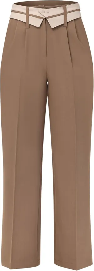 2025 Women Trendy Chic Breathable Casual Office Dress Pant with Removable Adjustable Waistband Belt
