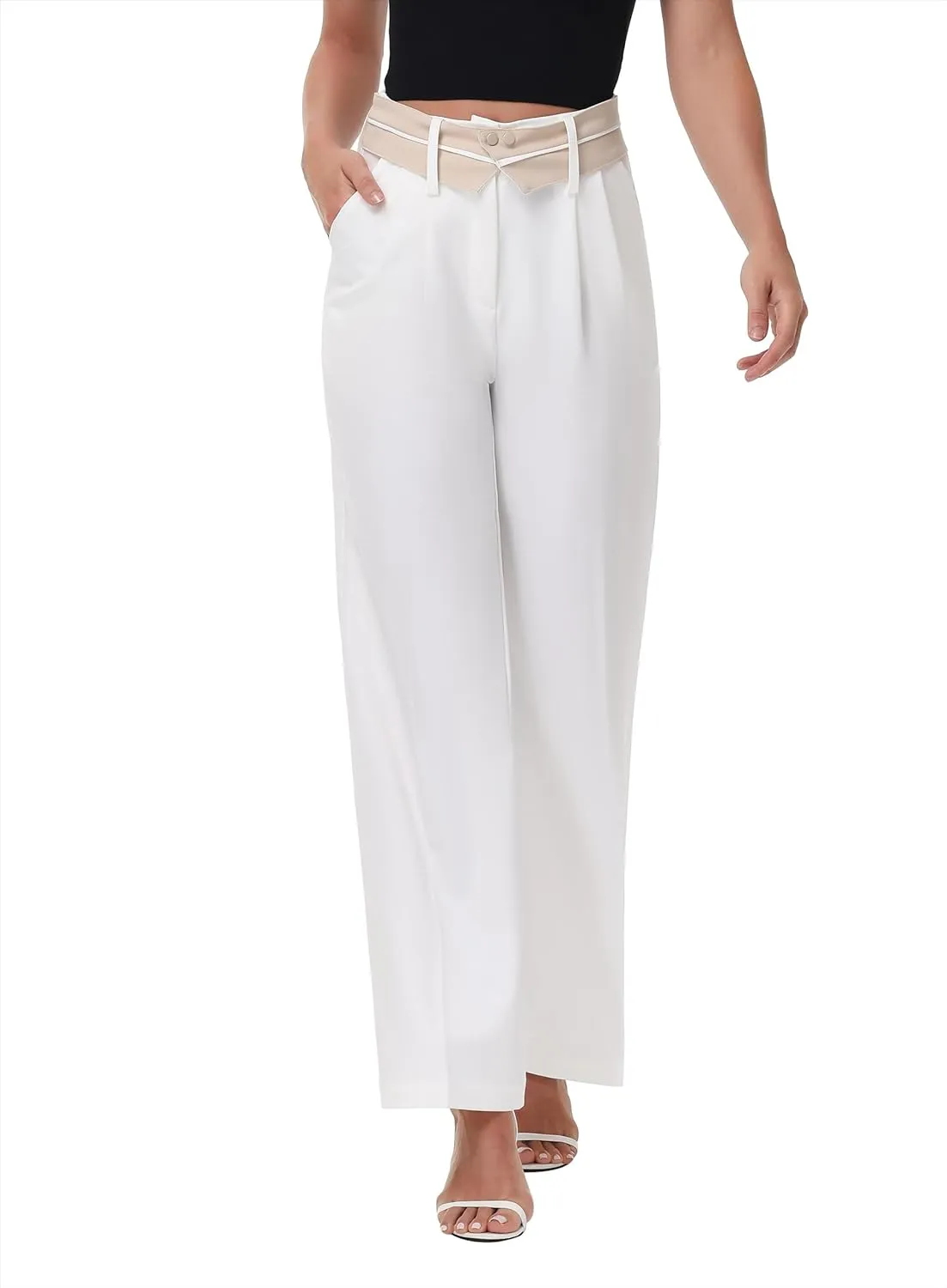 2025 Women Trendy Chic Breathable Casual Office Dress Pant with Removable Adjustable Waistband Belt