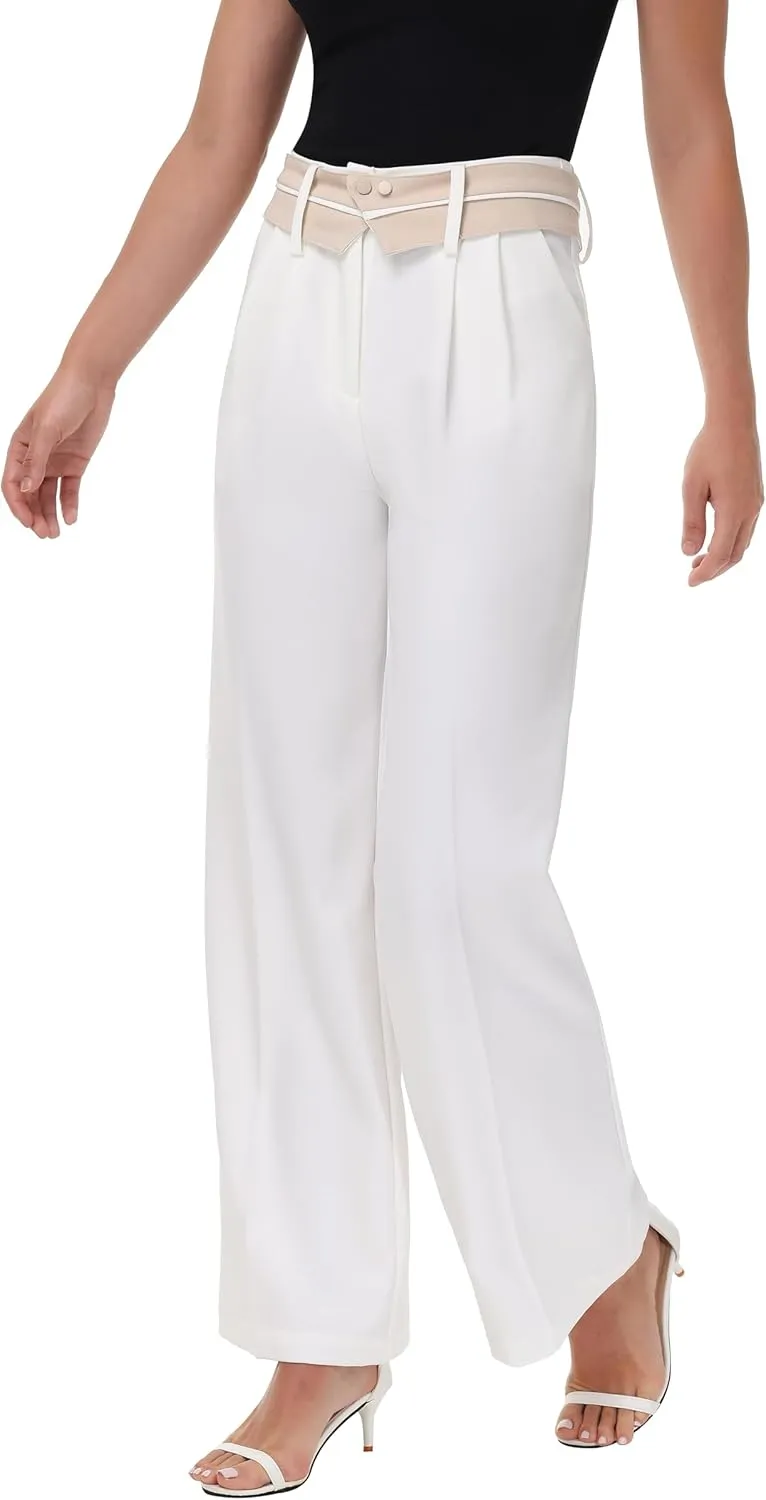 2025 Women Trendy Chic Breathable Casual Office Dress Pant with Removable Adjustable Waistband Belt