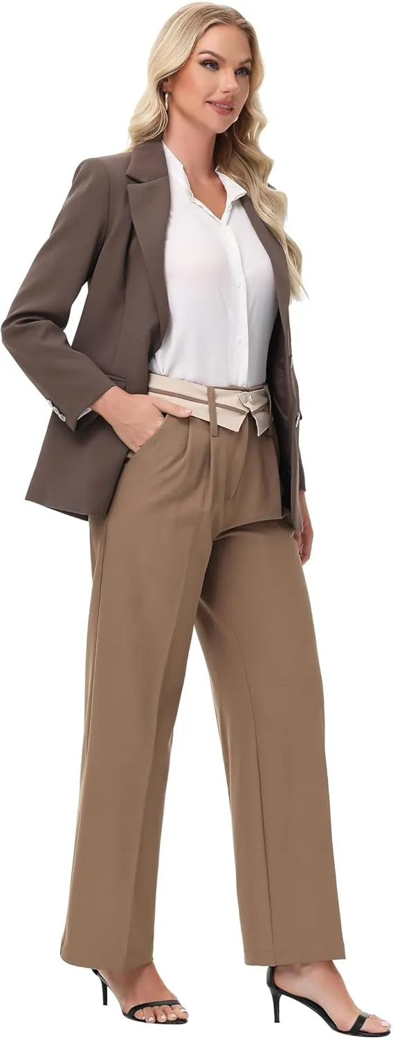 2025 Women Trendy Chic Breathable Casual Office Dress Pant with Removable Adjustable Waistband Belt