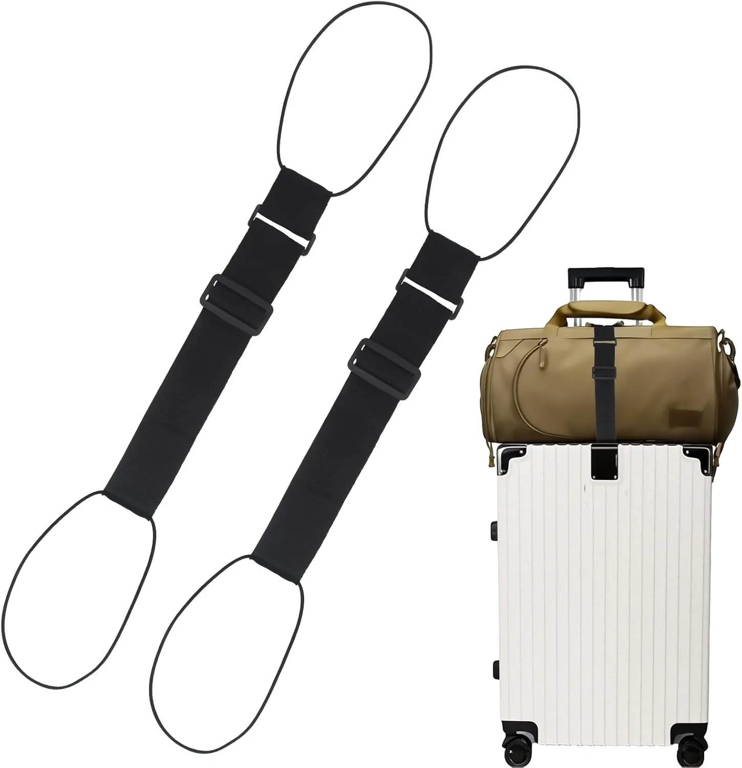 2PCS Luggage Straps Bag Bungee Luggage Straps Suitcase Adjustable Belt - Add a Bag Easy to Travel Suitcase Elastic Strap Belt Luggage Accessories