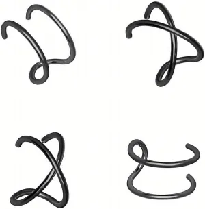4PCS Helix Ear Cuff Cartilage Earring No Piercing Earcuff, 925 Sterling Silver,14K Gold Simple Criss Cross Double Lines Adjustable Ear Cuffs Minimalist Women Girls Men Clip On adornment Set