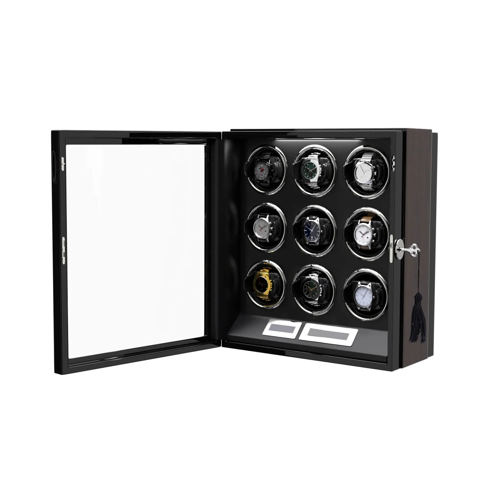 9 Watch Winder for Automatic Watches LCD Touchscreen Remote Control Quiet Mabuchi Motors