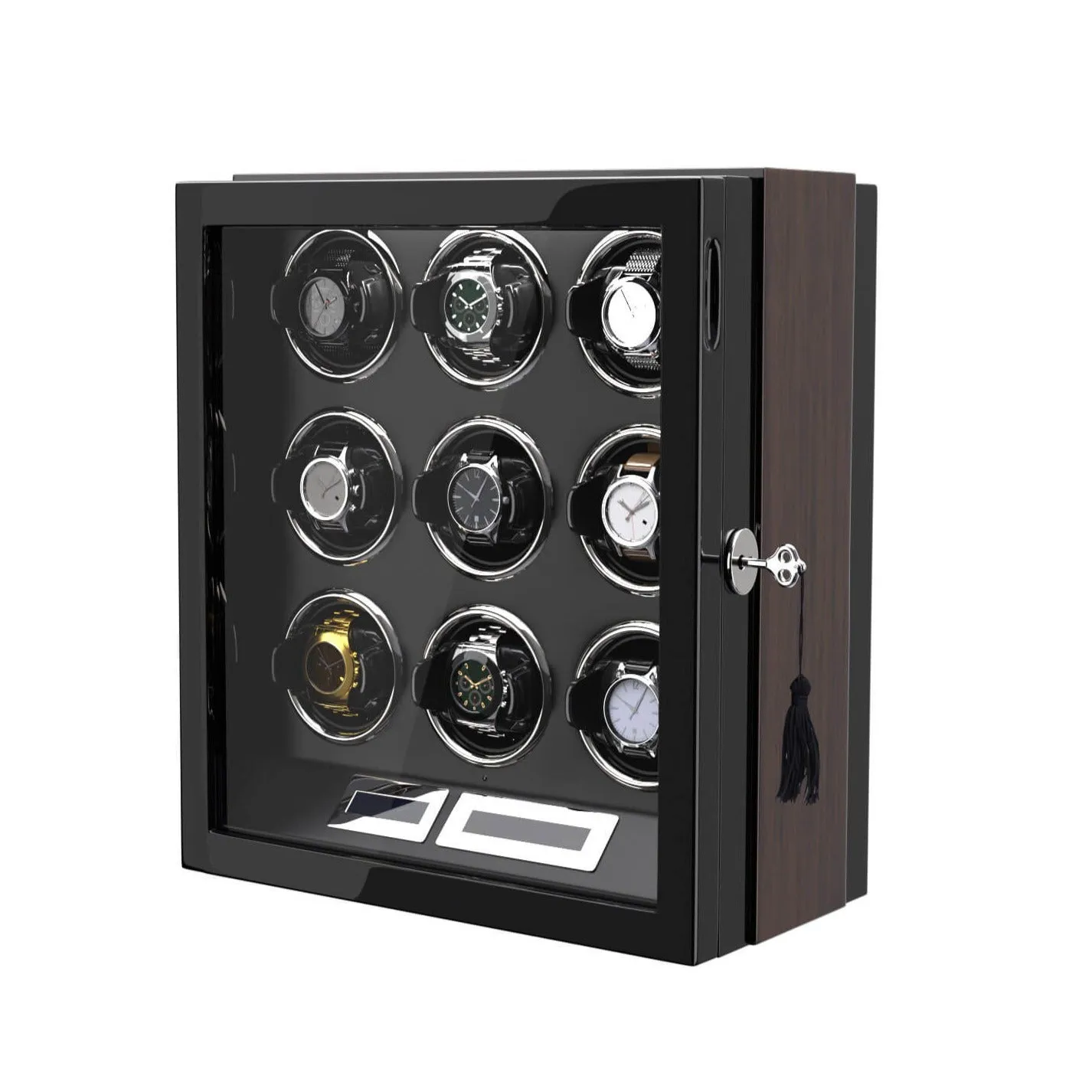 9 Watch Winder for Automatic Watches LCD Touchscreen Remote Control Quiet Mabuchi Motors