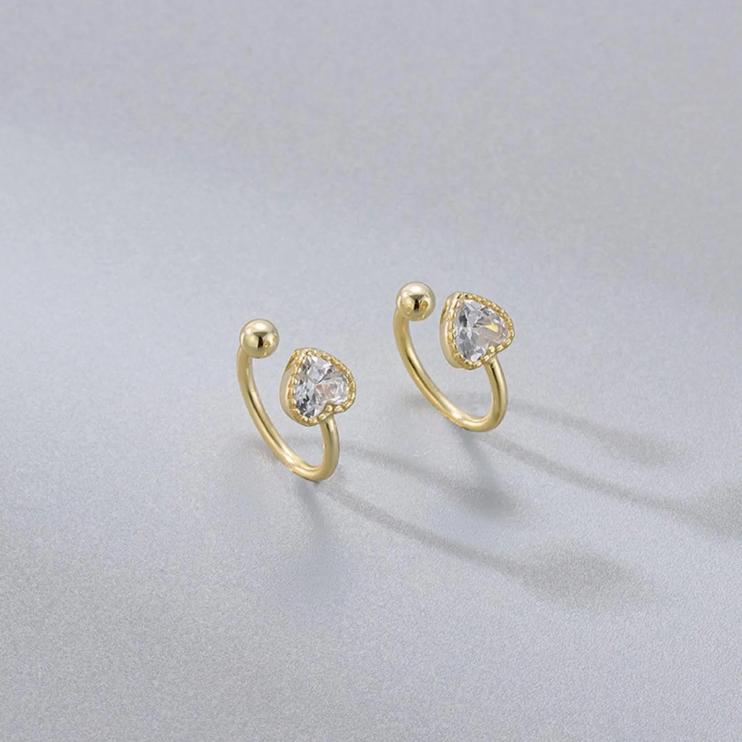 925 Sterling Silver Cubic Zirconia Ear Cuff for Women, Minimalist Ear Cuffs Earrings, Non Pierced Heart Earring Cuff