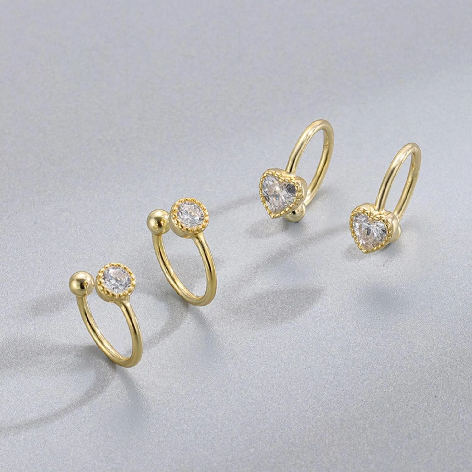 925 Sterling Silver Cubic Zirconia Ear Cuff for Women, Minimalist Ear Cuffs Earrings, Non Pierced Heart Earring Cuff
