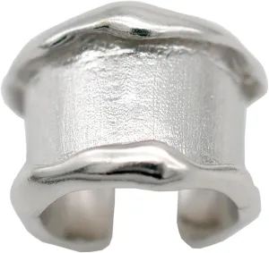 925 Sterling Silver Wide Band Ear Cuff, Single Clip-on Earring, Gold and Silver