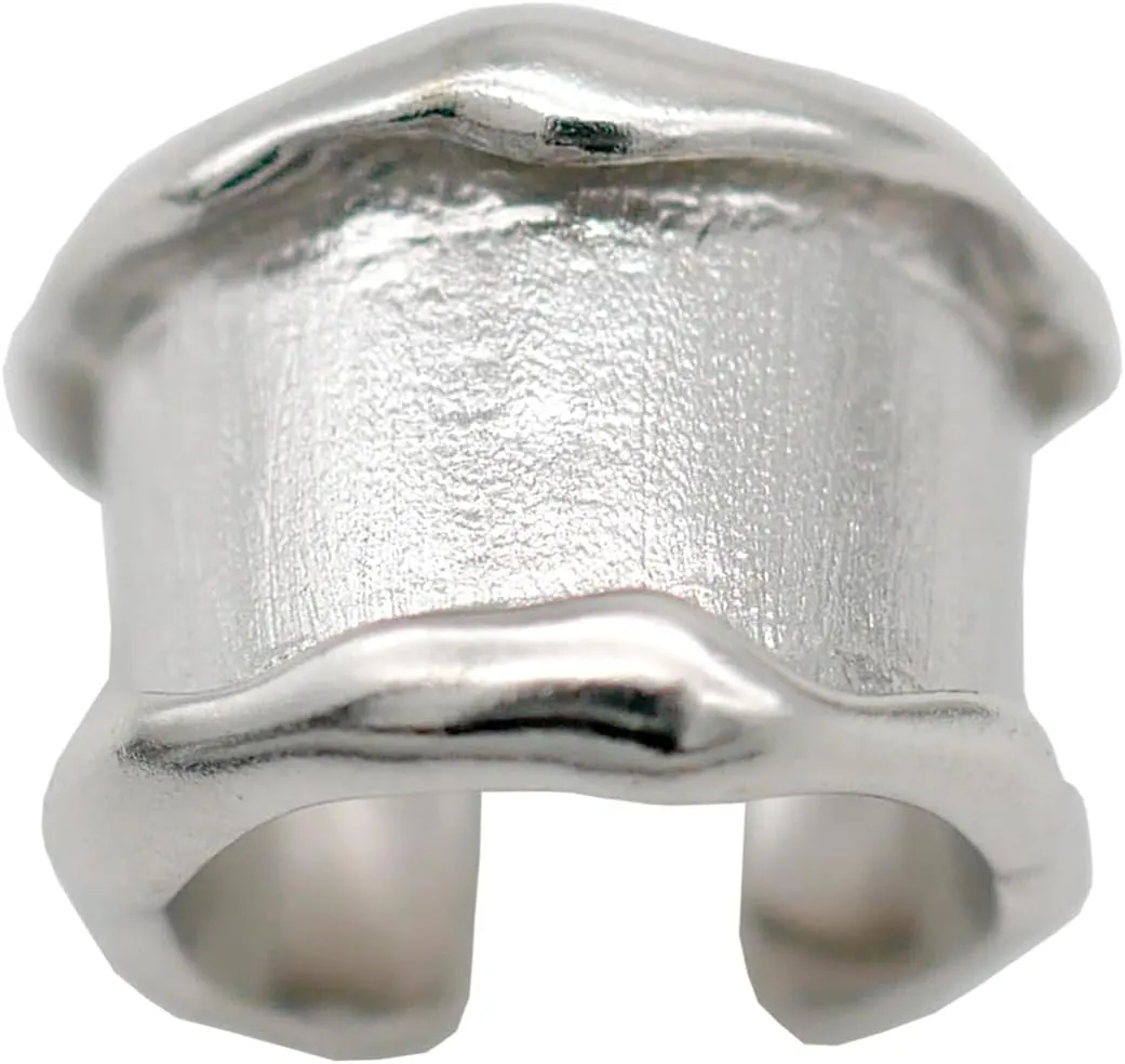 925 Sterling Silver Wide Band Ear Cuff, Single Clip-on Earring, Gold and Silver