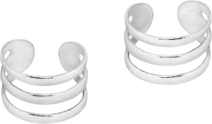 AeraVida Uniquely Stylish Mini Triple Layer Sterling Silver Ear Cuffs | Modern Minimalist Layered Sterling Silver Ear Cuff Set for Women and Men | Trendy Unisex Ear Jewelry