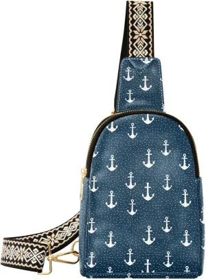 Anchor Sling Bag for Women Fanny Packs for Women Small Leather Fanny Pack Crossbody Bags Fashion Waist Packs Chest Bag for Travel 21343624