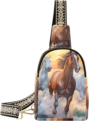 Animal Horse Sling Bag for Women Fanny Packs for Women Small Leather Fanny Pack Crossbody Bags Fashion Waist Packs Chest Bag for Travel 21342405