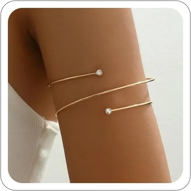 Arm Cuff for Women 18k Gold Plated Minimalist Arm Bangle Bracelet Silver Thin Arm Cuff Arm Bracelet Upper Arm Cuffs Jewelry for Cool
