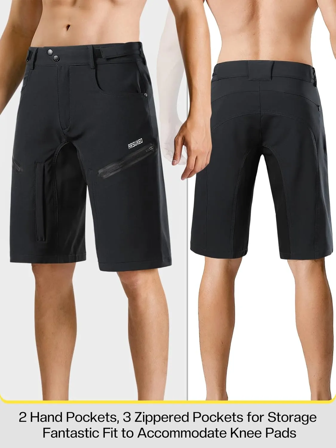 ARSUXEO Mens Bike Shorts,Cycling Shorts,Mountain Bike Shorts Loose Fit with Moisture-Wicking Waistband
