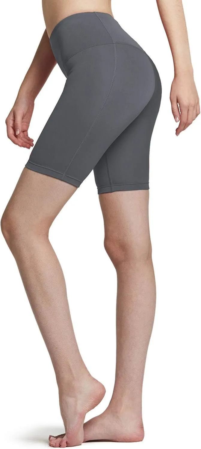 ATHLIO Women's High Waist Tummy Control Yoga Shorts, Workout Exercise Shorts, Running Shorts w Pocket
