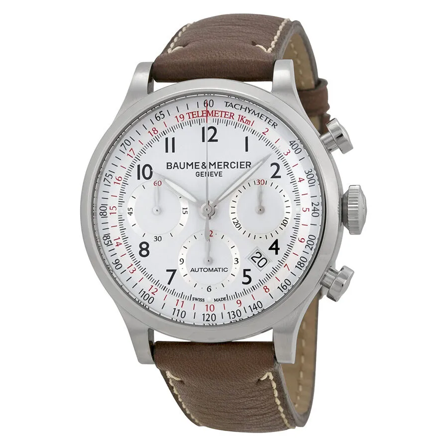 Baume and Mercier Capeland White Dial Chronograph Men's Watch 10000