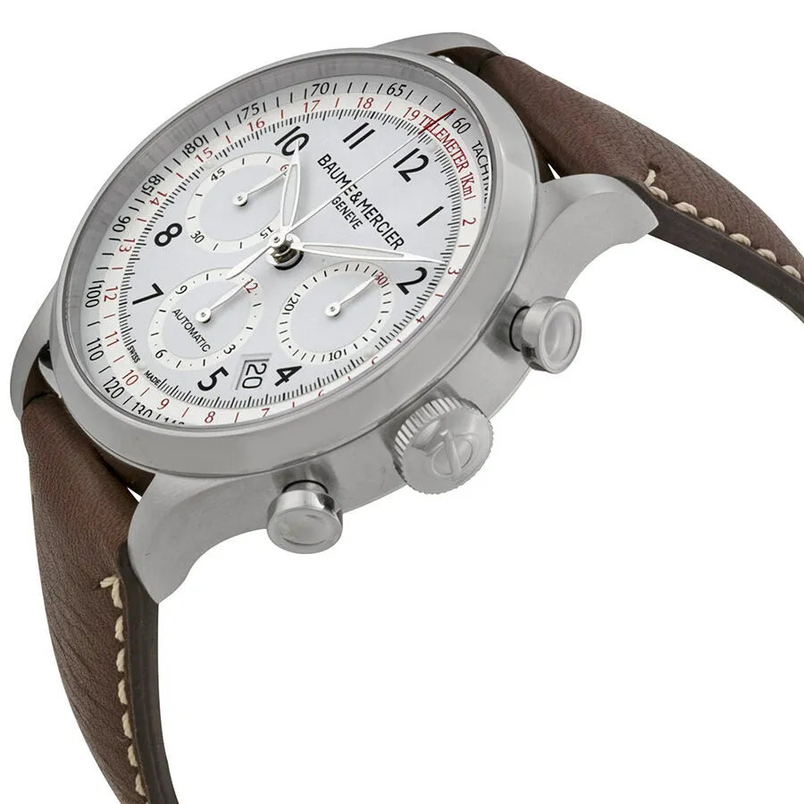 Baume and Mercier Capeland White Dial Chronograph Men's Watch 10000