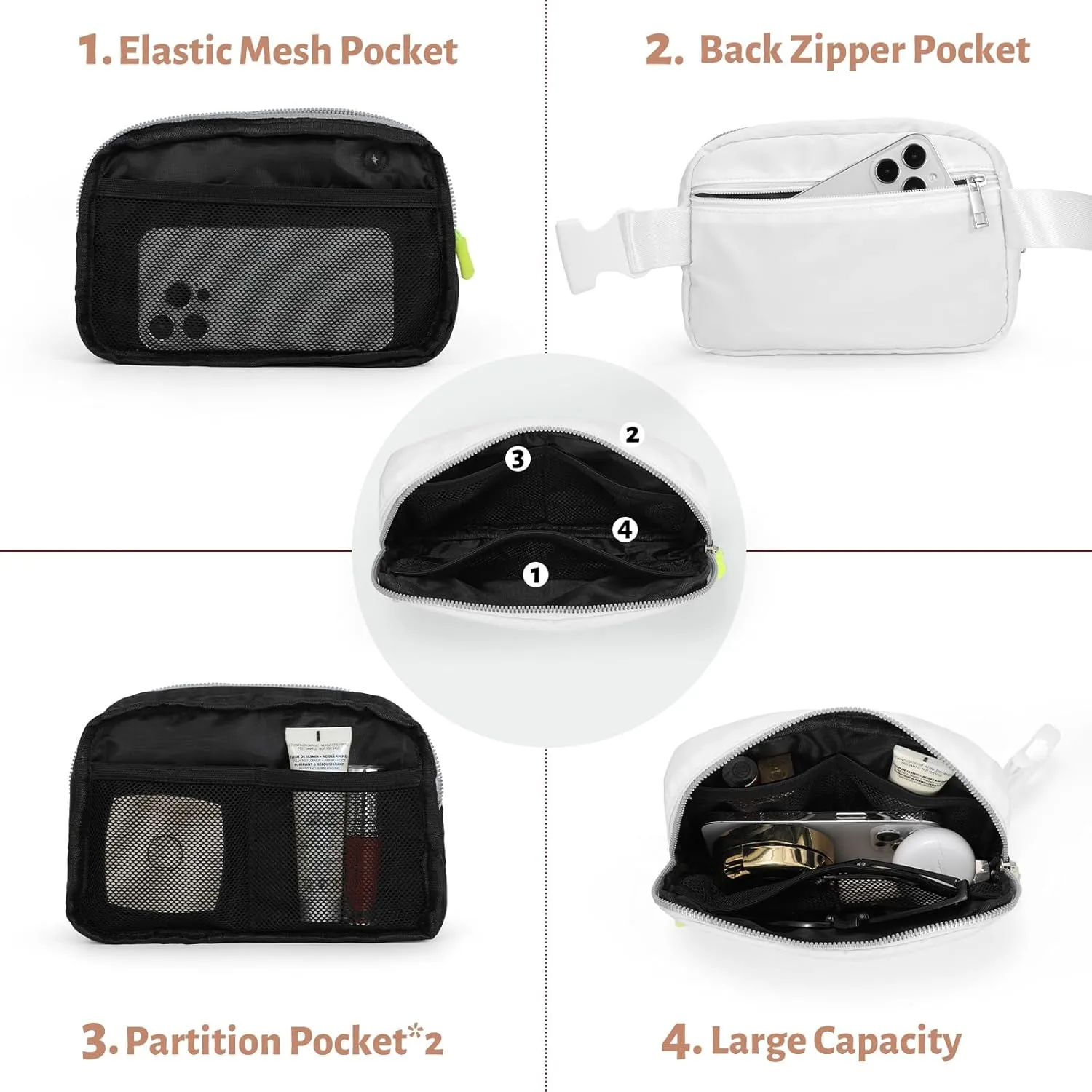 Belt Bag for Women Crossbody Fashion Waist Packs with Adjustable Strap, Waterproof Fanny Packs for Running Hiking Cycling Traveling