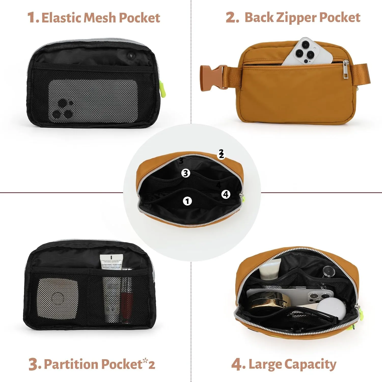 Belt Bag for Women Crossbody Fashion Waist Packs with Adjustable Strap, Waterproof Fanny Packs for Running Hiking Cycling Traveling