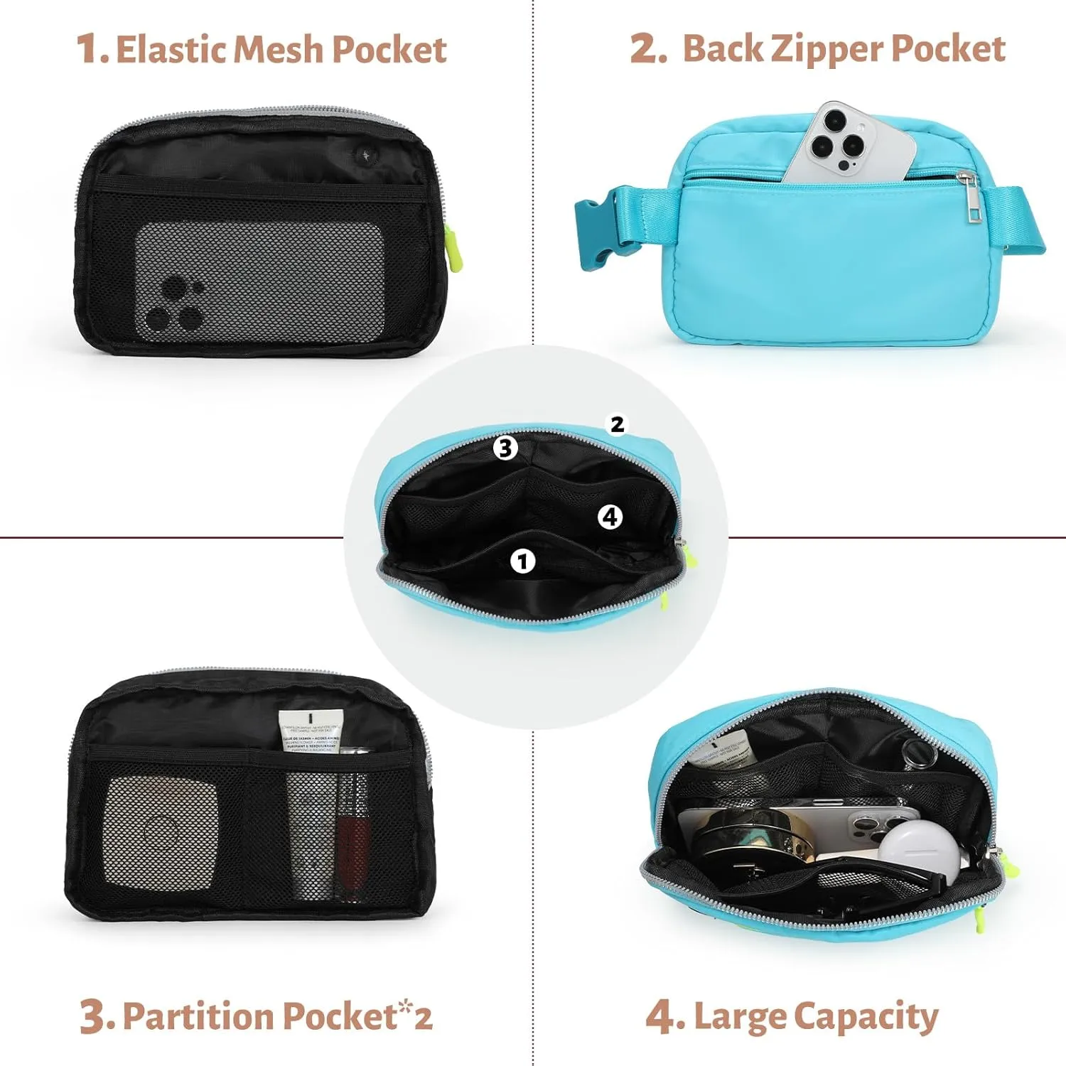 Belt Bag for Women Crossbody Fashion Waist Packs with Adjustable Strap, Waterproof Fanny Packs for Running Hiking Cycling Traveling