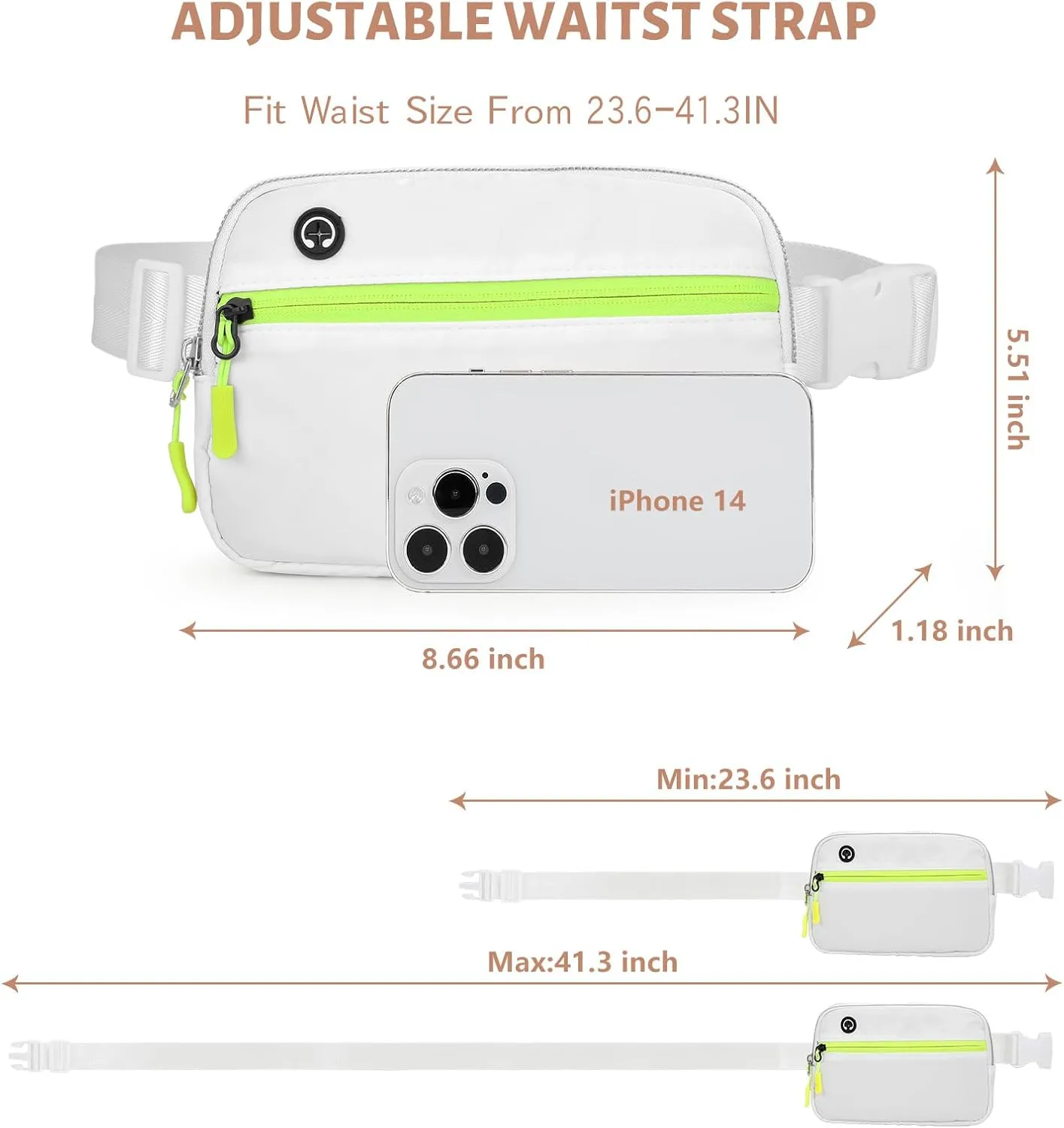 Belt Bag for Women Crossbody Fashion Waist Packs with Adjustable Strap, Waterproof Fanny Packs for Running Hiking Cycling Traveling