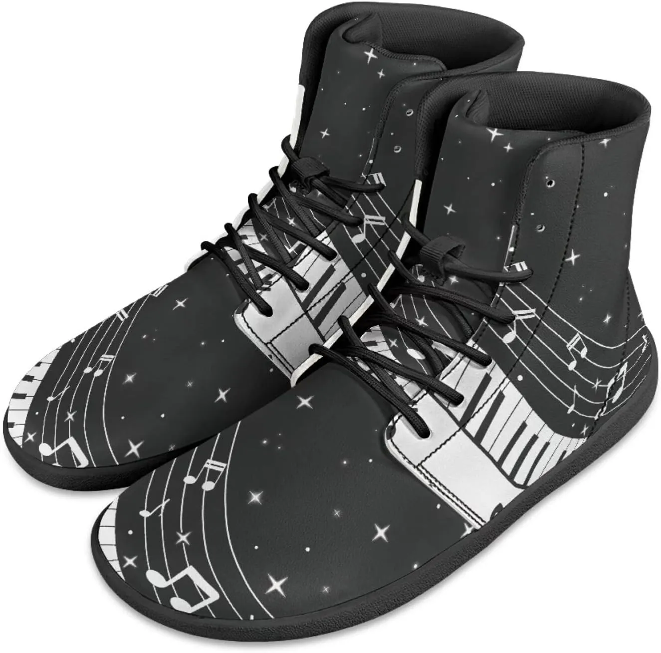 Binienty PU Leather Lace up Flat Shoes Men Women High Top Barefoot Sneakers Zero Drop Non Slip Daily Footwear