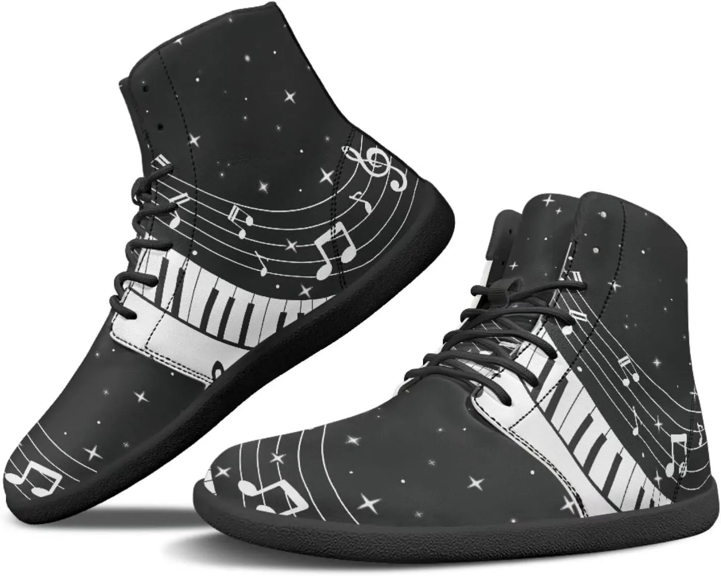 Binienty PU Leather Lace up Flat Shoes Men Women High Top Barefoot Sneakers Zero Drop Non Slip Daily Footwear