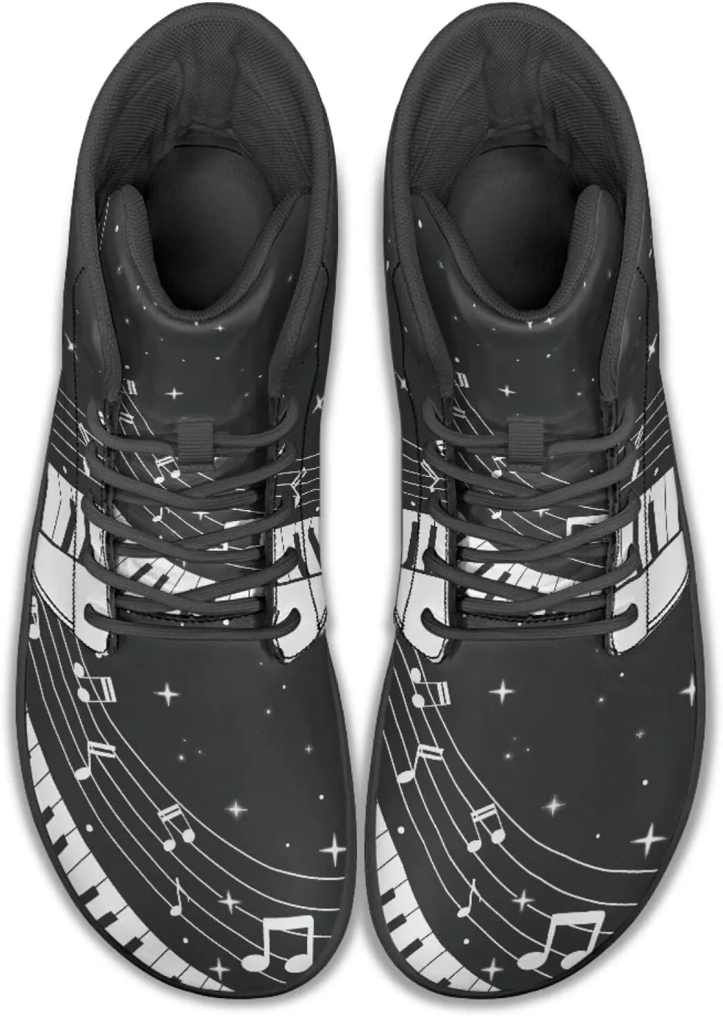Binienty PU Leather Lace up Flat Shoes Men Women High Top Barefoot Sneakers Zero Drop Non Slip Daily Footwear