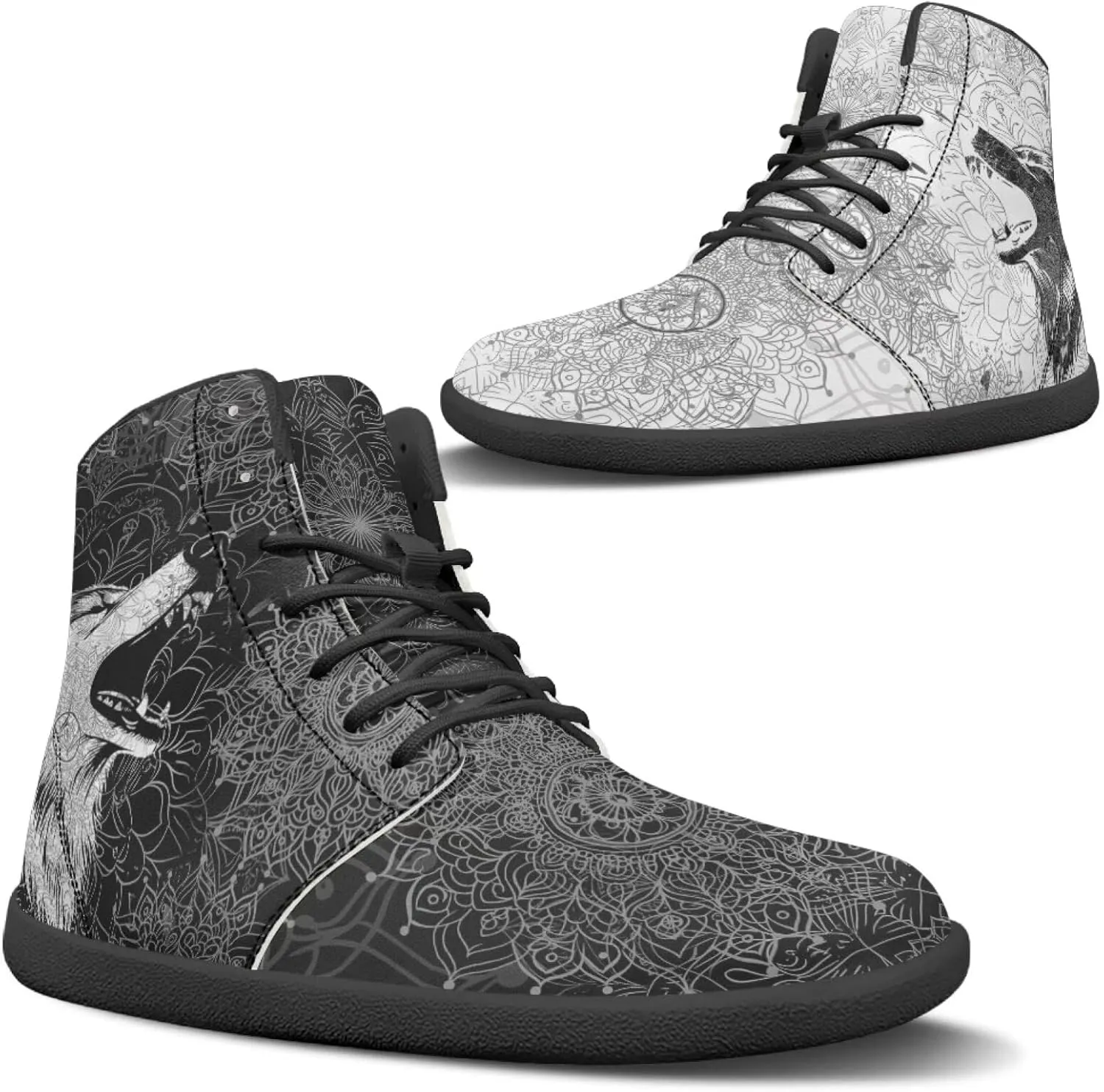 Binienty Wide Box Barefoot Shoes Men Women Wolf High Top Minimalist Ankle Boots Anti Skid Zero Drop Sole